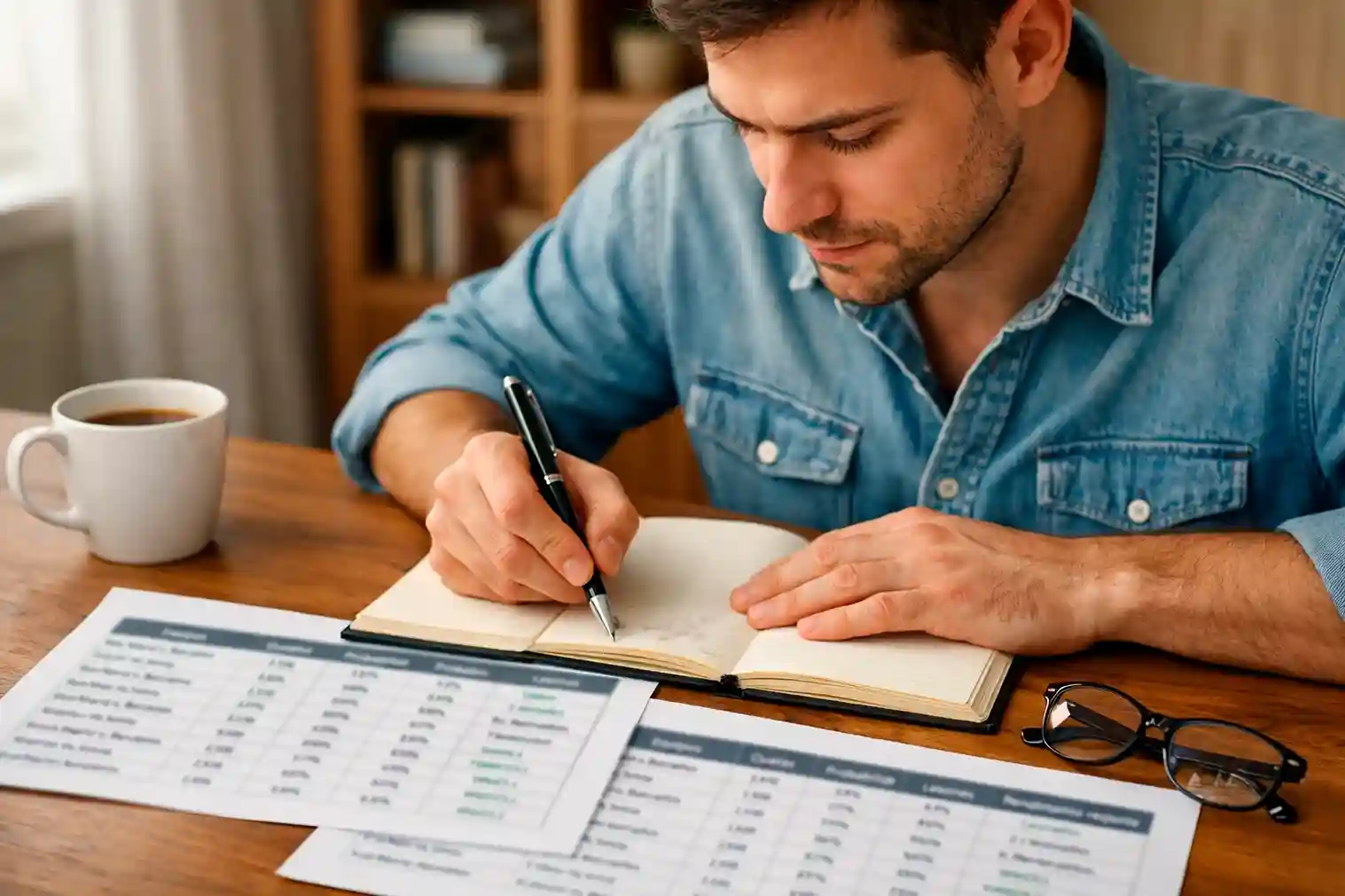 Analista estudiando cuotas de apuestas deportivas en documentos