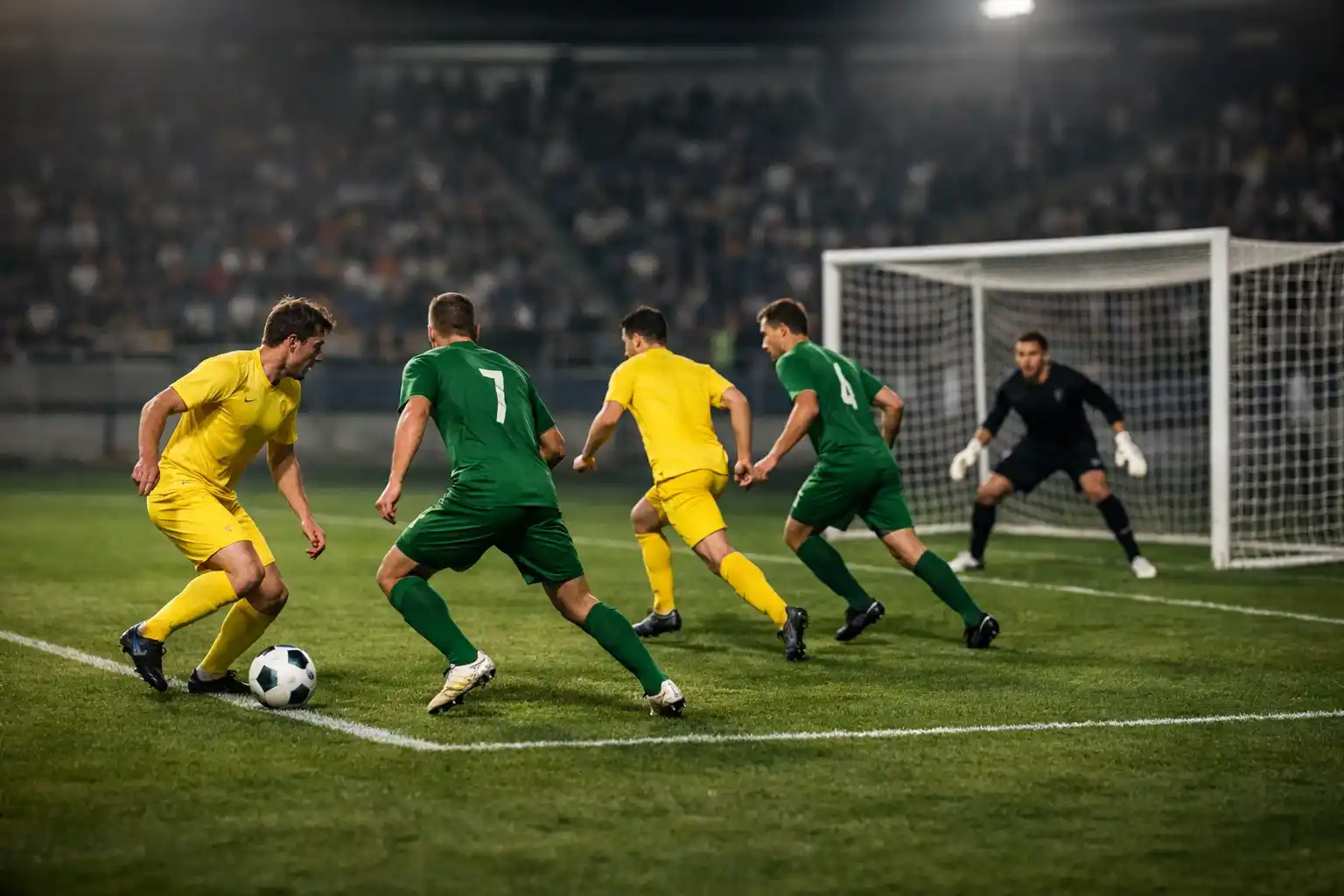 Equipo dominante atacando contra rival en defensa