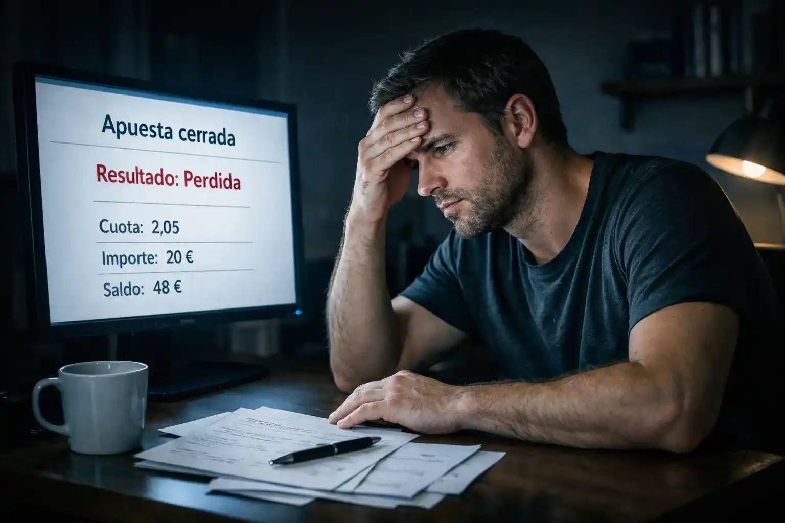 Persona frustrada frente a pantalla de ordenador con gesto de preocupación