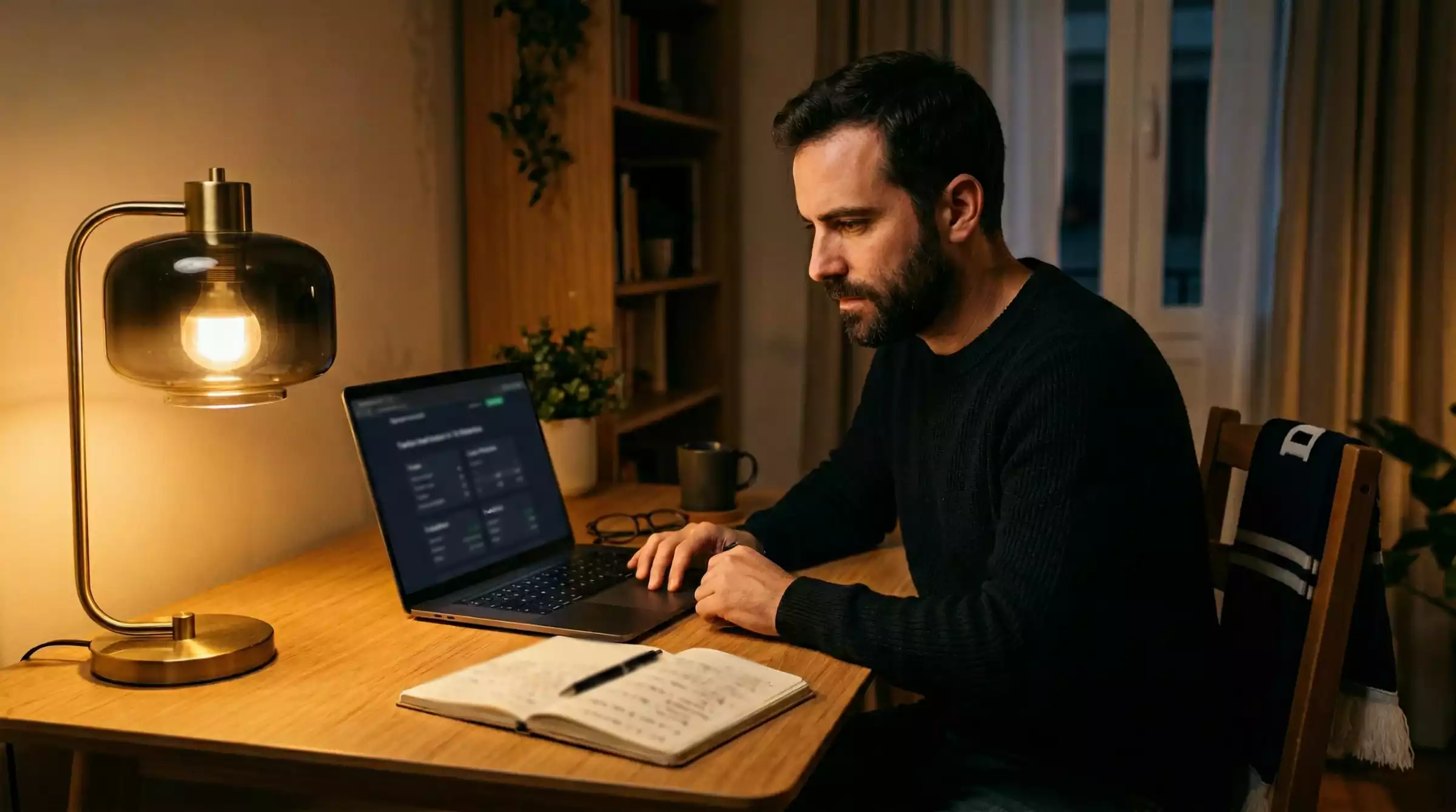 Analista estudiando cuotas de apuestas de fútbol en una pantalla con datos estadísticos